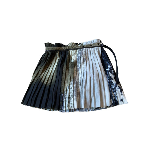 Diesel Dress and Impress Pleated Mini Skirt XS Adjustable Waist Zip Abstract