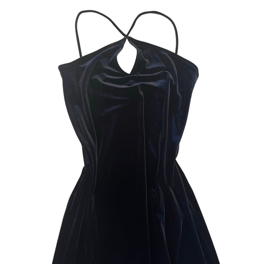 Parallel Dresses Black Velvet Halter Maxi Evening Gown Dress Size Large