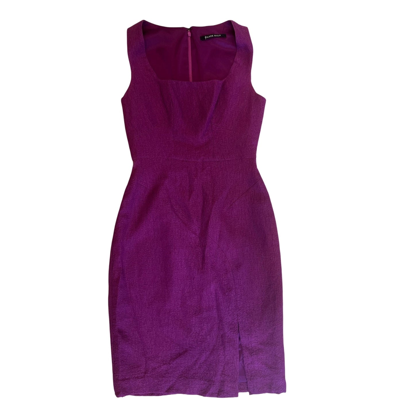 purple black halo cocktail dress