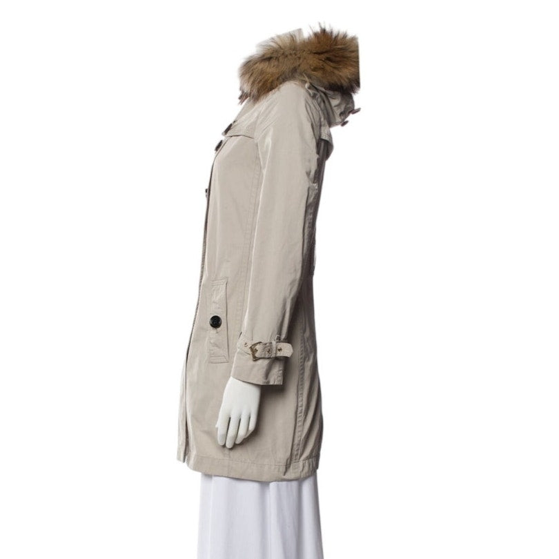 Authentic Burberry trench coat with fur hood