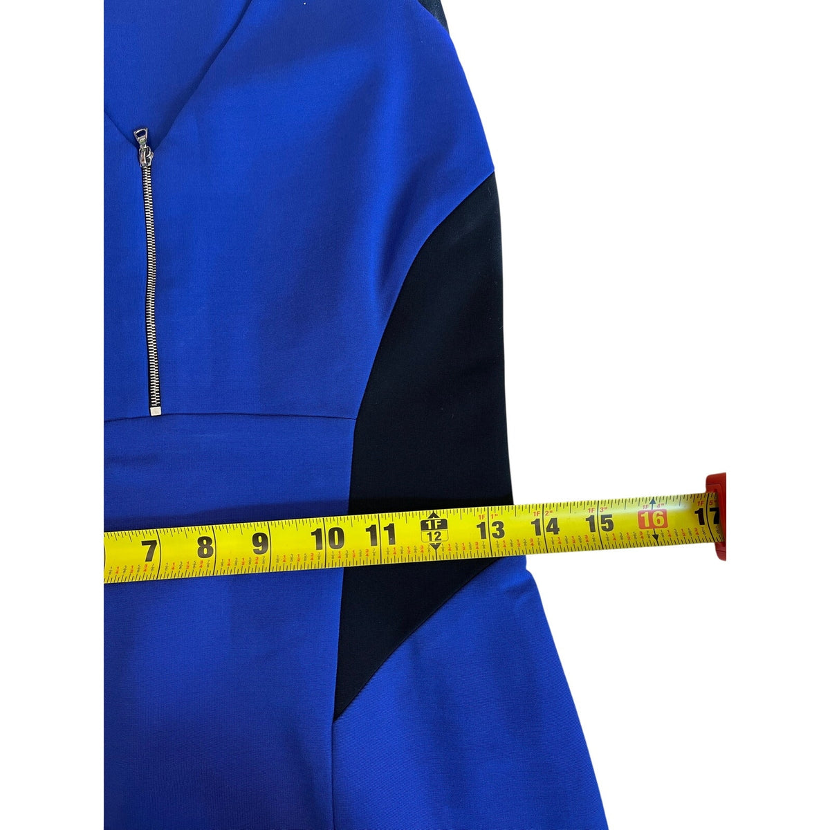Lida Baday Blue Black Colorblock Sheath Midi Dress Size S/P
