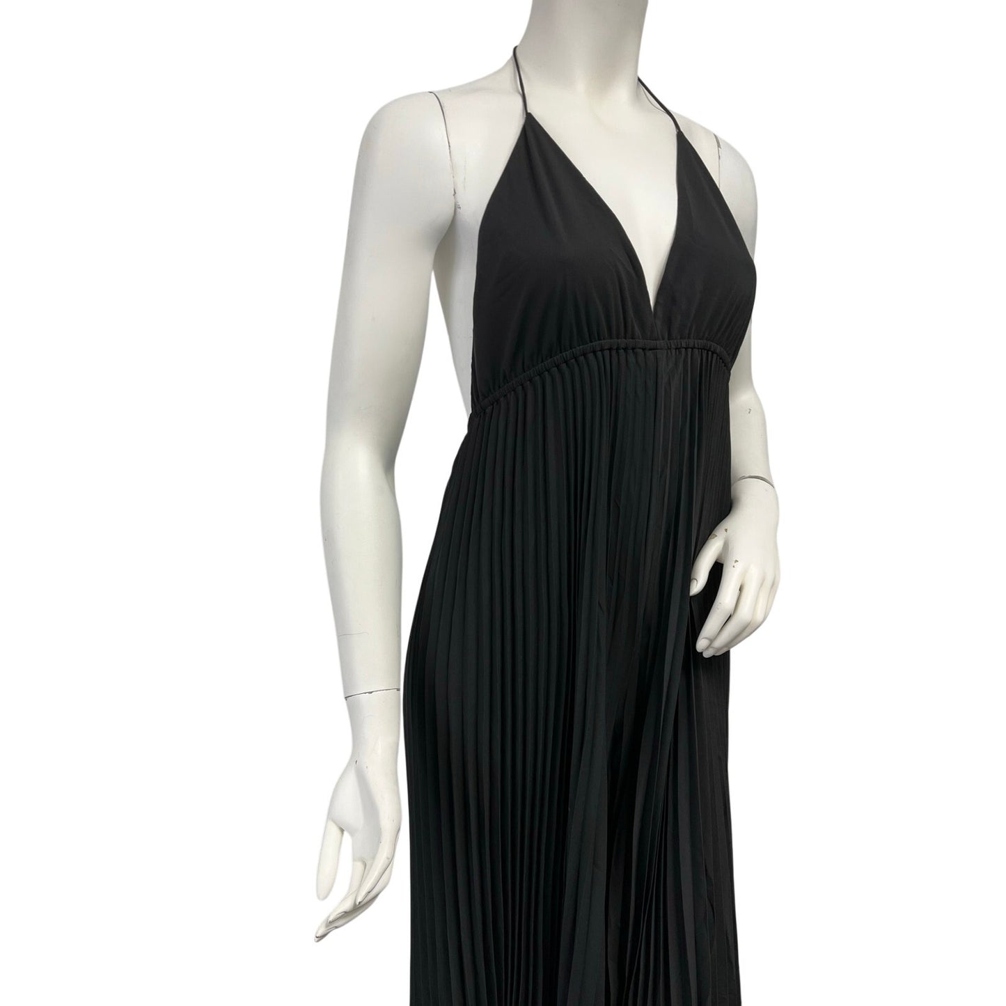 NWT Alice + Olivia Black Pleated Wide Leg Evening Jumpsuit Stacey Bendet