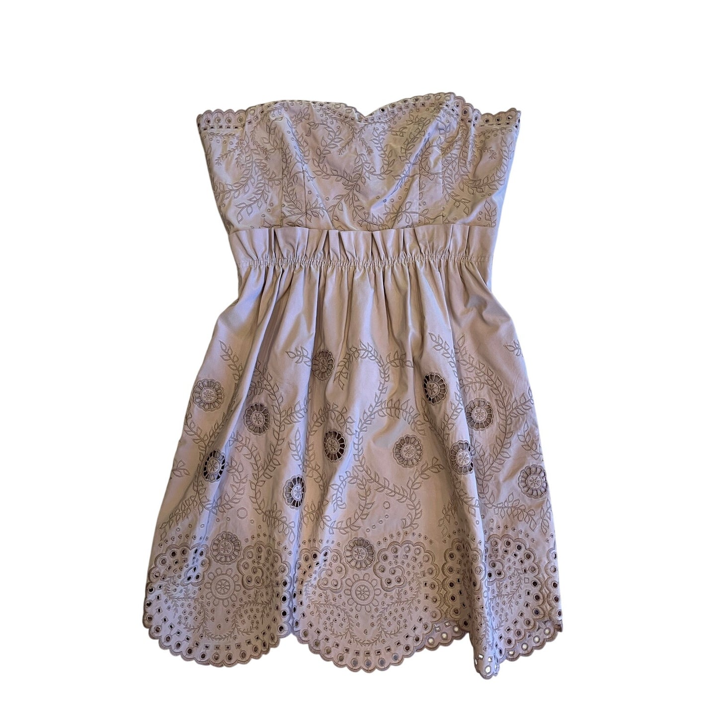 BCBG Max Azria Size 6 Mauve Rose Eyelet Embroidered Strapless Dress NWT