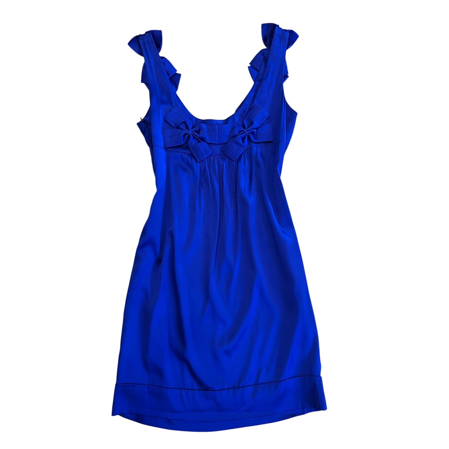 Women's Royal Blue Satin Bow Sleeveless Cocktail Dress
