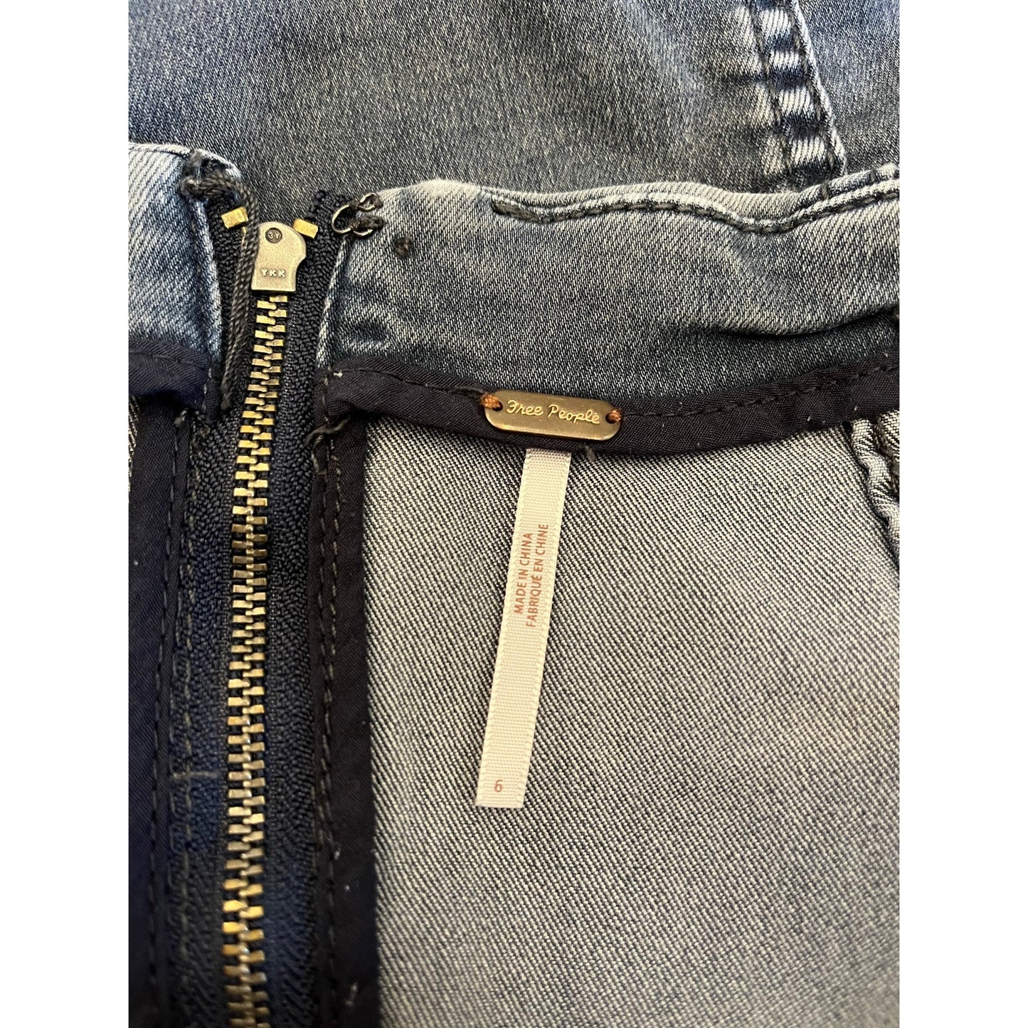 Free People Size 6 Blue Denim Mini Skirt High Rise Panel Seam Back Zip