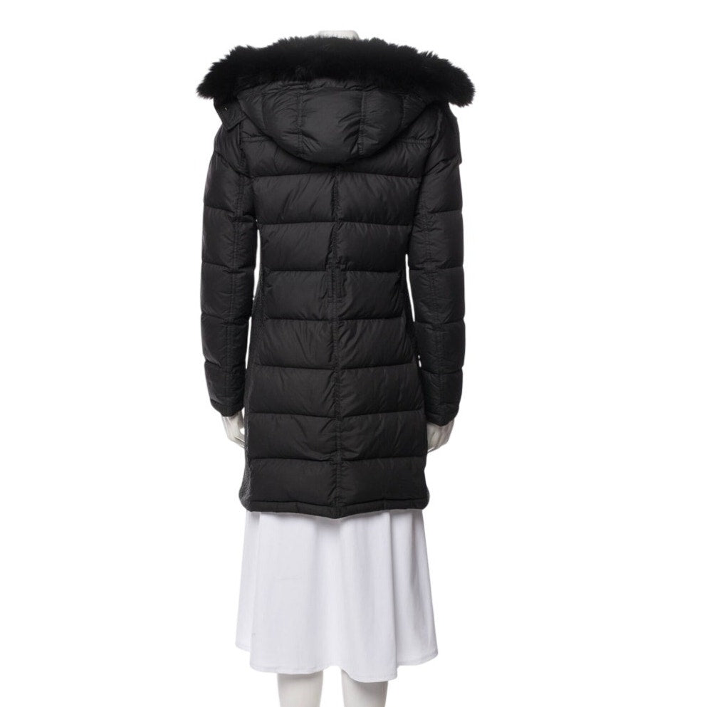 Authentic Burberry brit down coat with fur hood