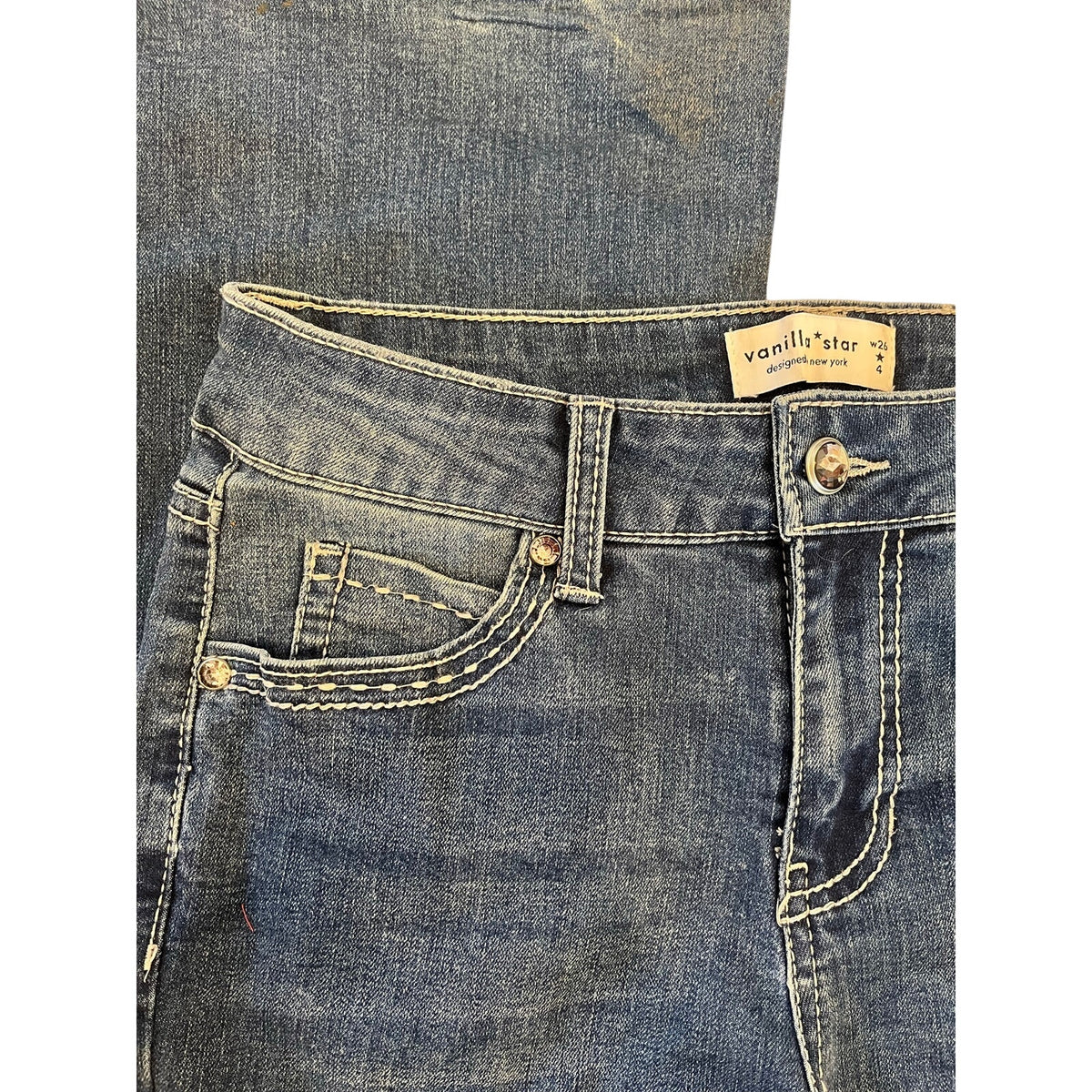 Vanilla Star W26 Size 4 Flare Jeans Rhinestone Low Rise 2000s