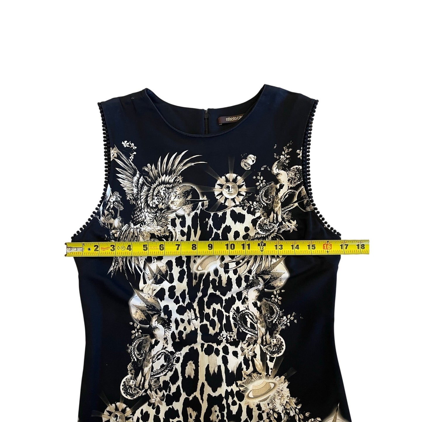 Roberto Cavalli Black White Leopard Print Midi Sheath Dress Made Italy