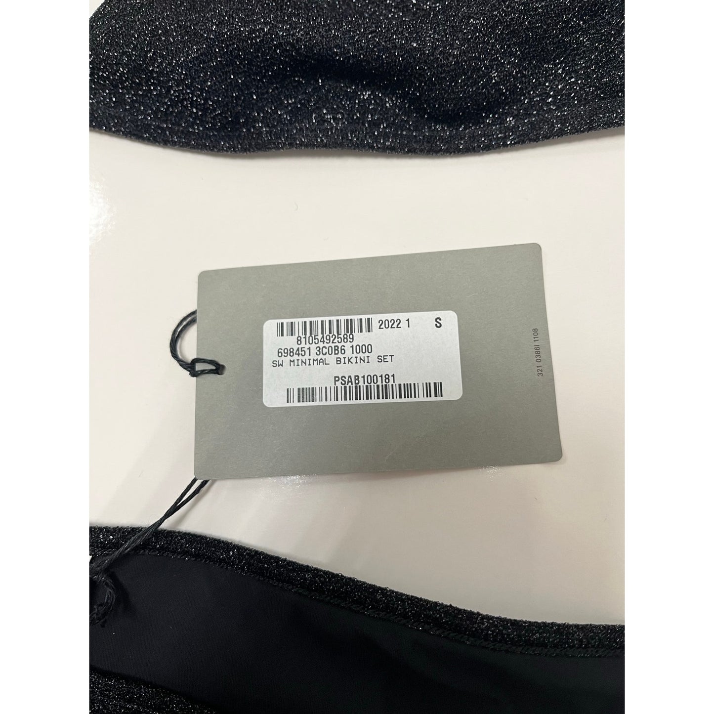 Authentic Balenciaga Metallic Glitter Triangle Bikini Set Black Size S NWT