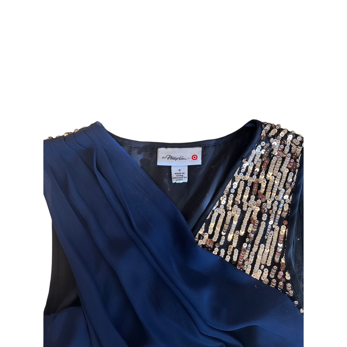 3.1 Phillip Lim for Target Navy Sequin Chiffon Cocktail Dress Size 6