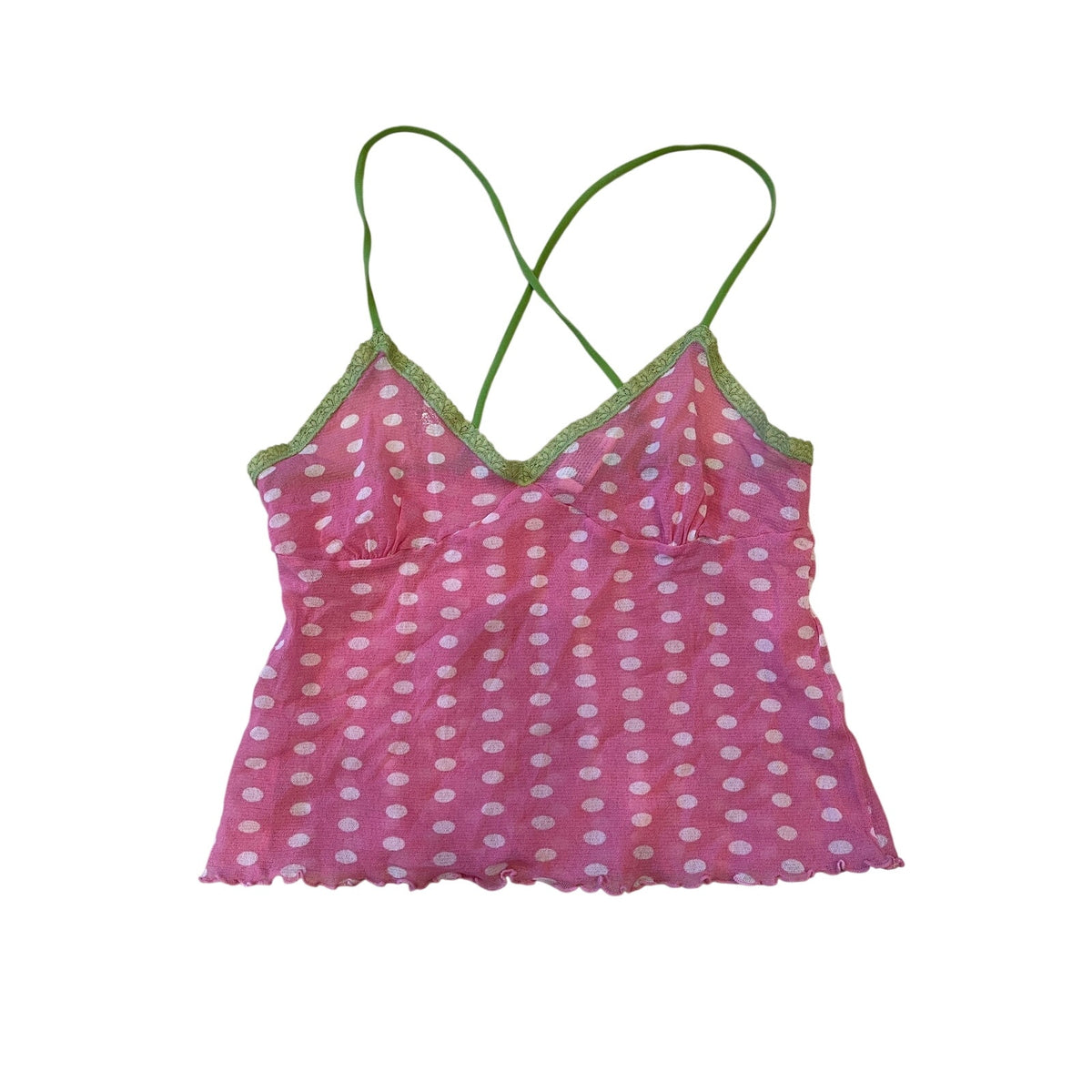 GAP Body Cami Tank Top Bundle 3 Piece Silk Polka Dot Brown Size S 2000s
