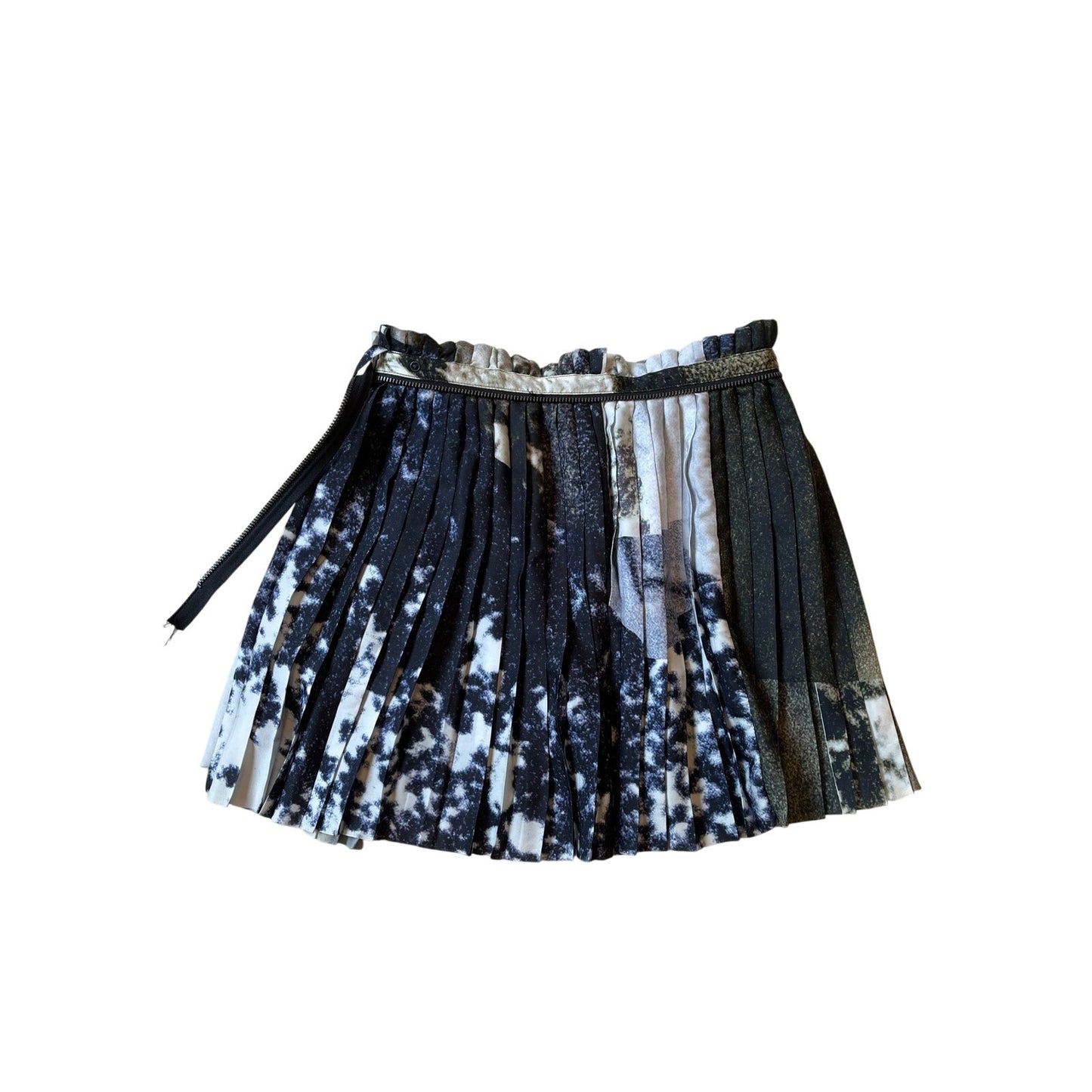 Diesel Dress and Impress Pleated Mini Skirt XS Adjustable Waist Zip Abstract