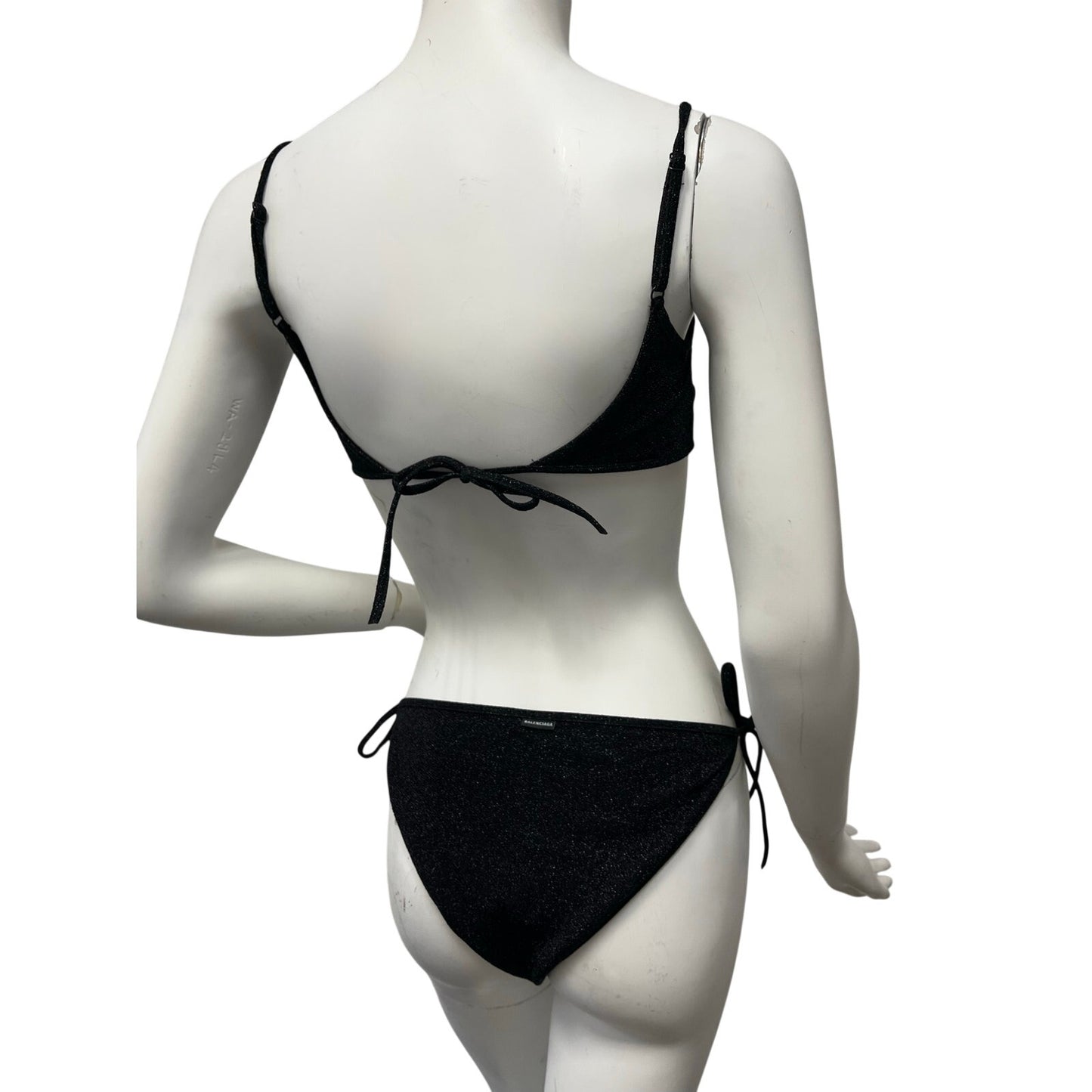 Authentic Balenciaga Metallic Glitter Triangle Bikini Set Black Size S NWT