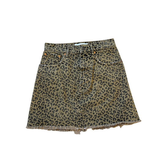 Zara Leopard Print Denim Mini Skirt XS