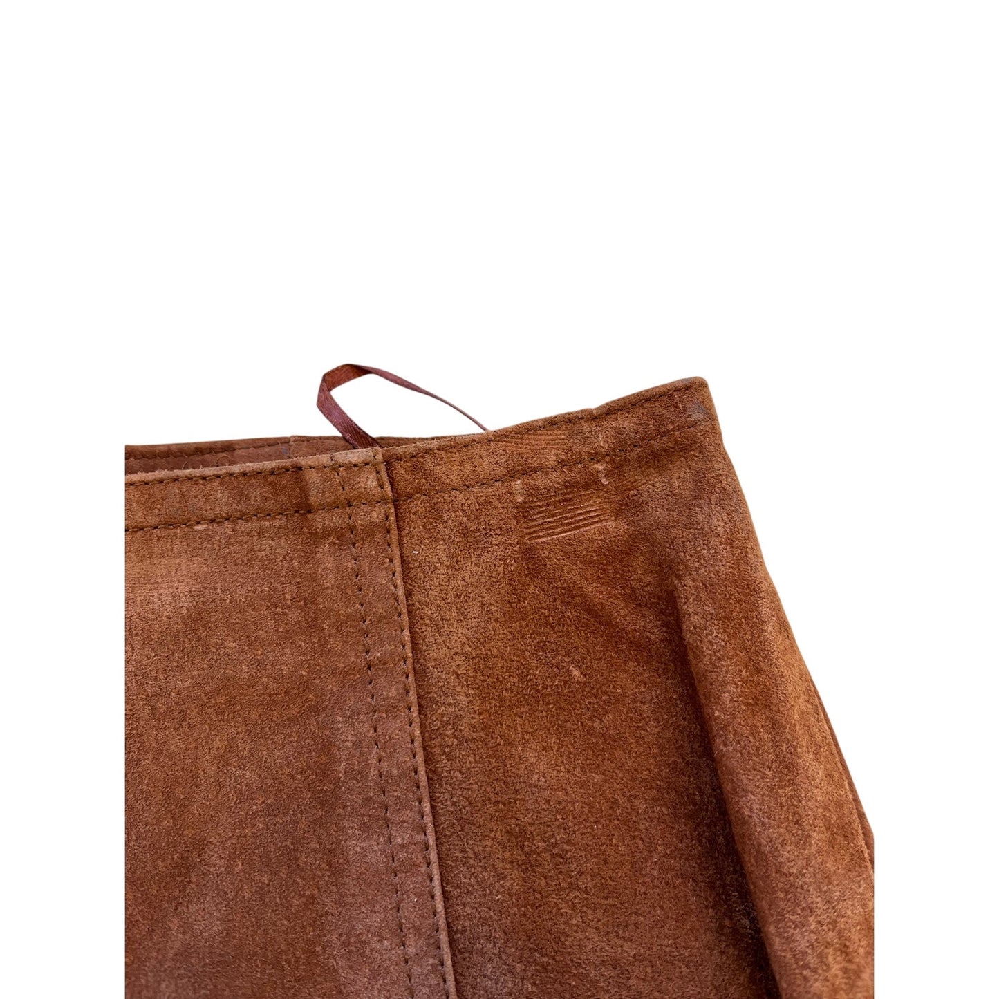 Capulet Brown Faux Suede Wrap Mini Skirt Military Button Detail Size S