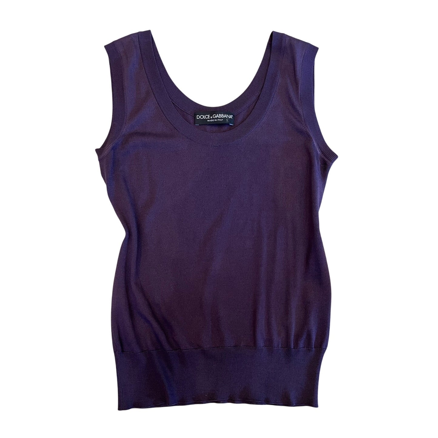 Dolce & Gabbana 100% Silk Plum Purple Sleeveless Knit Tank Top Made Italy
