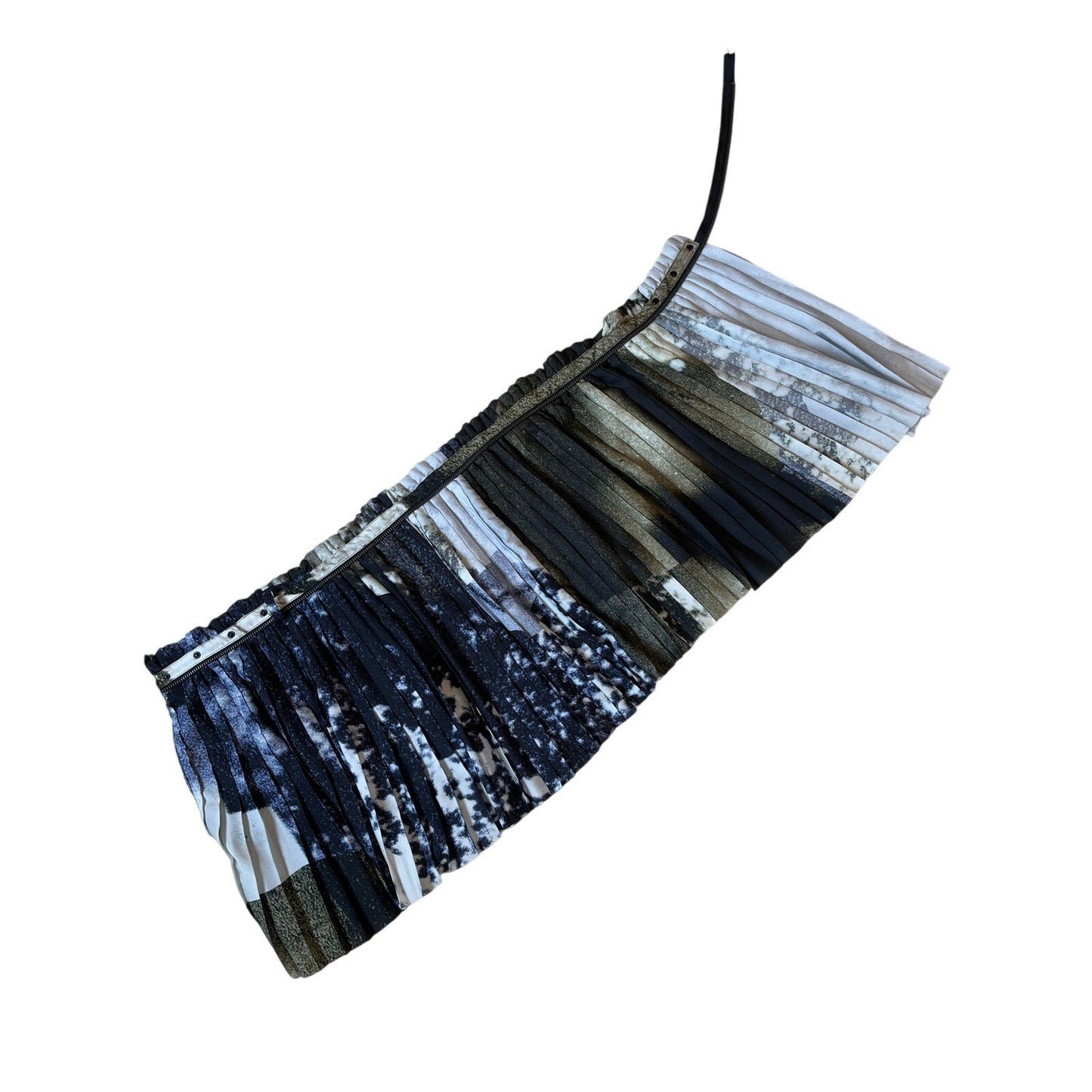 Diesel Dress and Impress Pleated Mini Skirt XS Adjustable Waist Zip Abstract