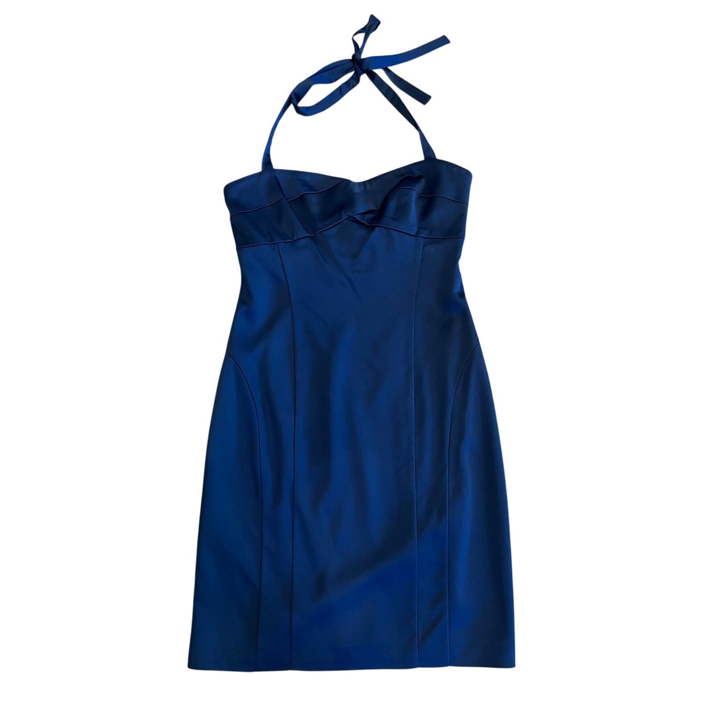 BCBGMAXAZRIA Blue Satin Halter Cocktail Dress Size 6 NWT $278