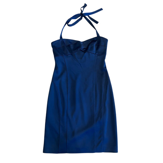 BCBGMAXAZRIA Blue Satin Halter Cocktail Dress Size 6 NWT $278