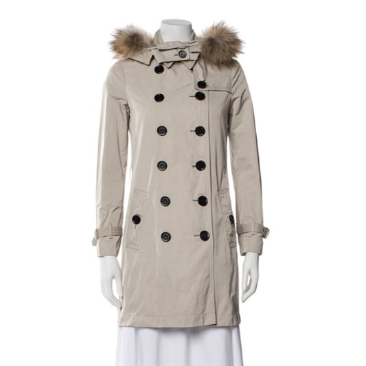 Authentic Burberry trench coat with fur hood