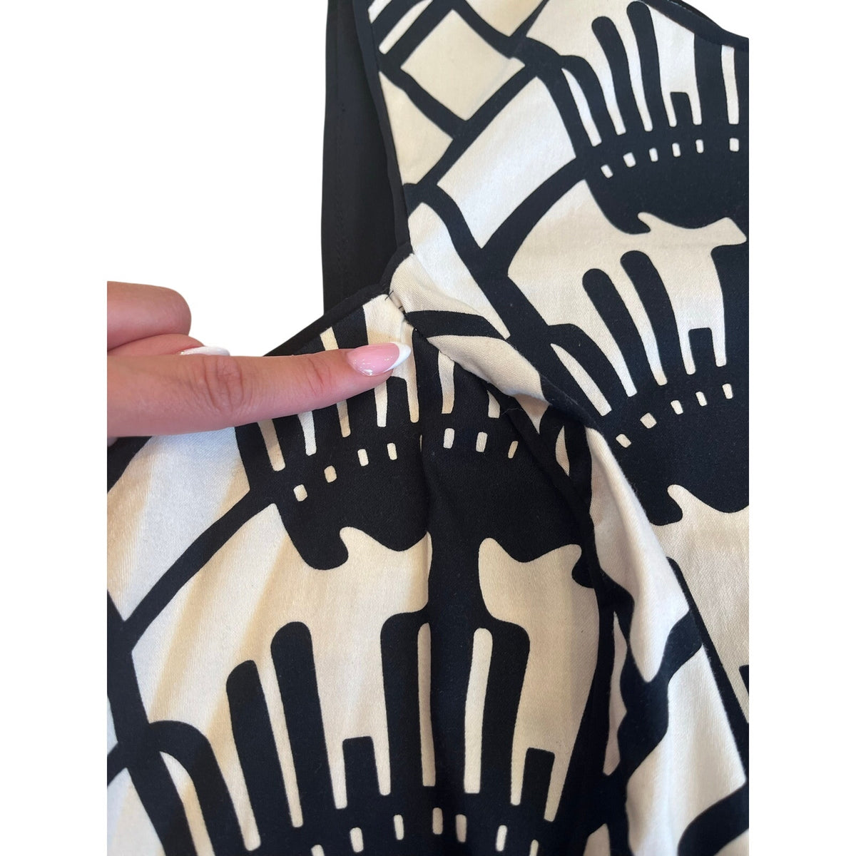 Donna Morgan Black White Geometric Print Sheath Dress Size 8 Cotton Sleeveless