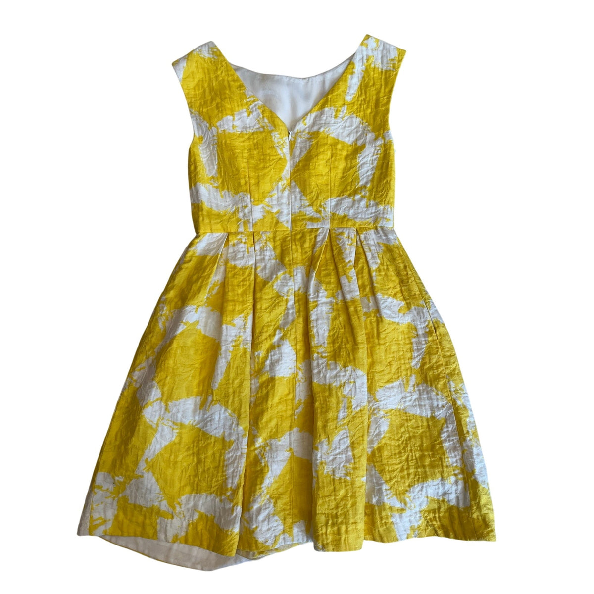 Shoshanna Yellow White Abstract Print Fit & Flare Midi Dress Size 6
