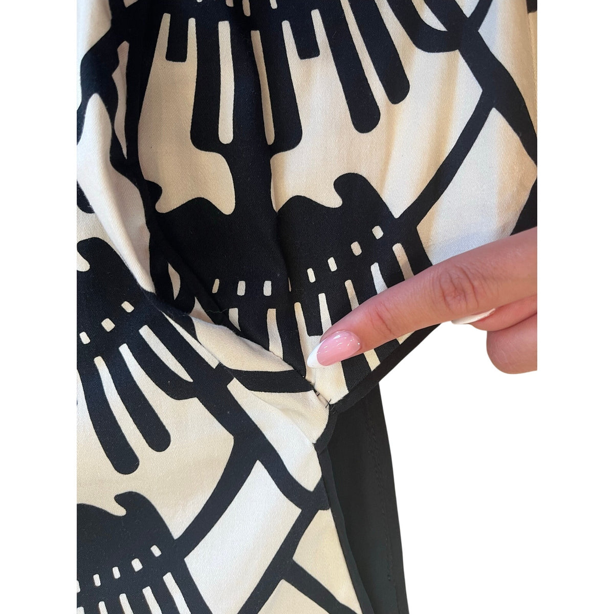 Donna Morgan Black White Geometric Print Sheath Dress Size 8 Cotton Sleeveless