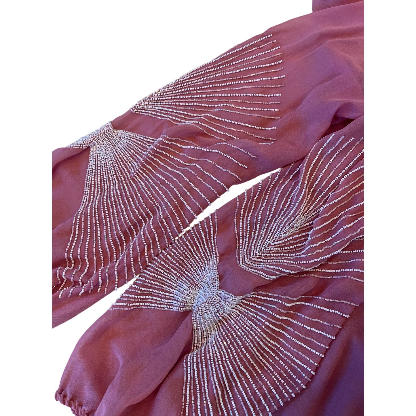 Parker 100% Silk Beaded Sleeve Blouse Top Pink Long Sleeve NWT Size S