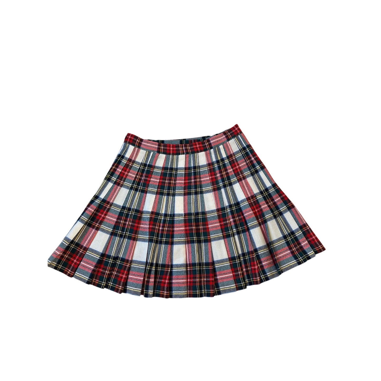 Vintage 100% Wool Plaid Pleated Mini Skirt Made in Canada Size S/M Tartan Preppy
