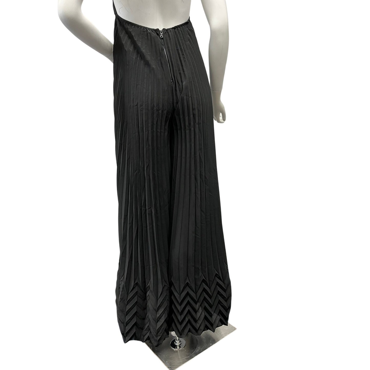 NWT Alice + Olivia Black Pleated Wide Leg Evening Jumpsuit Stacey Bendet
