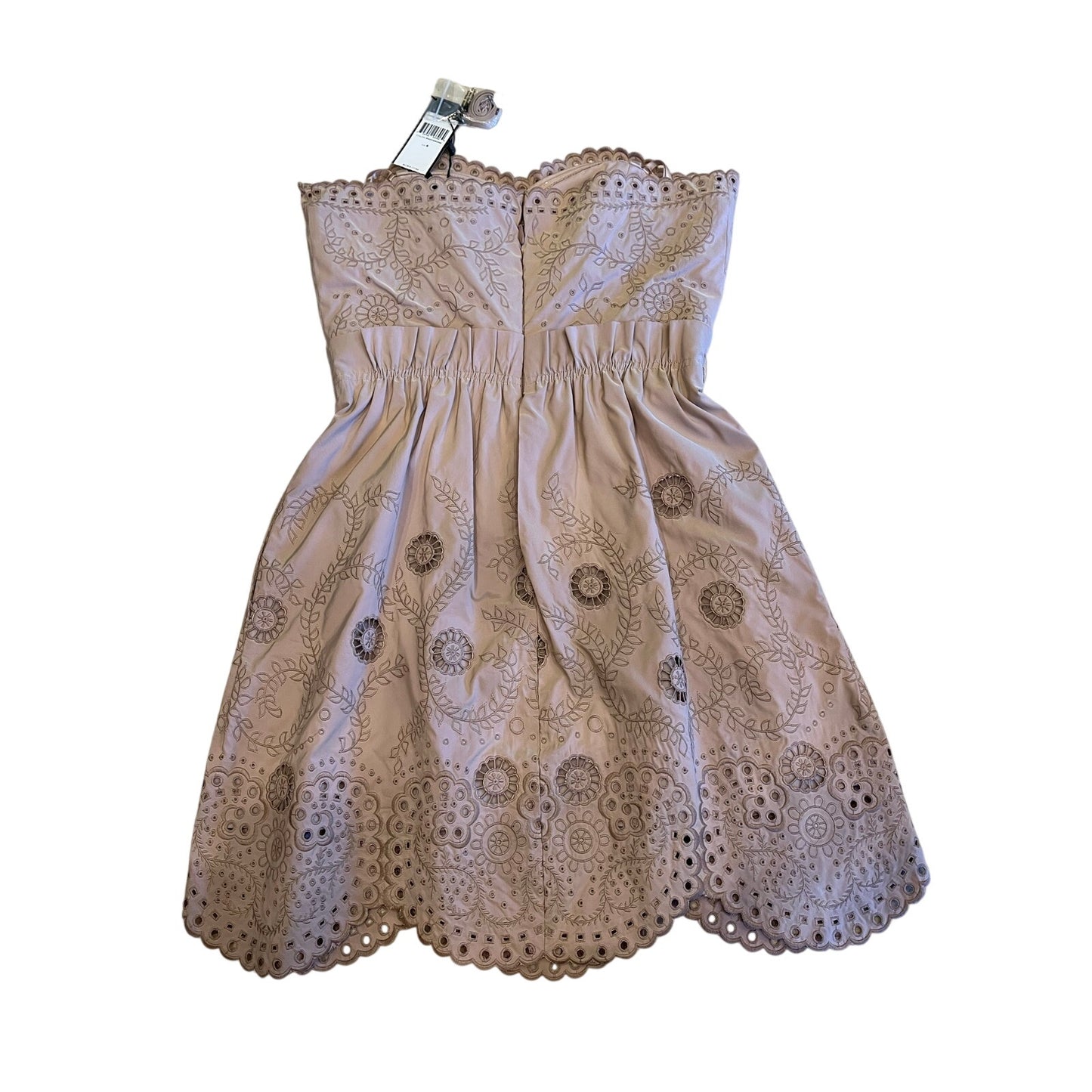 BCBG Max Azria Size 6 Mauve Rose Eyelet Embroidered Strapless Dress NWT
