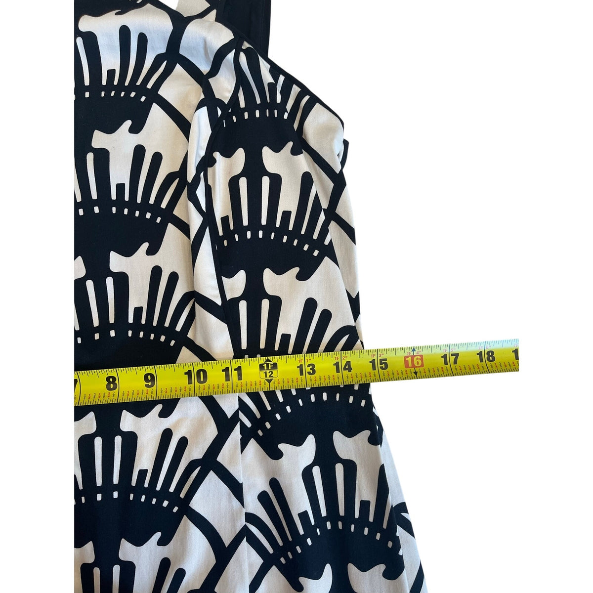 Donna Morgan Black White Geometric Print Sheath Dress Size 8 Cotton Sleeveless
