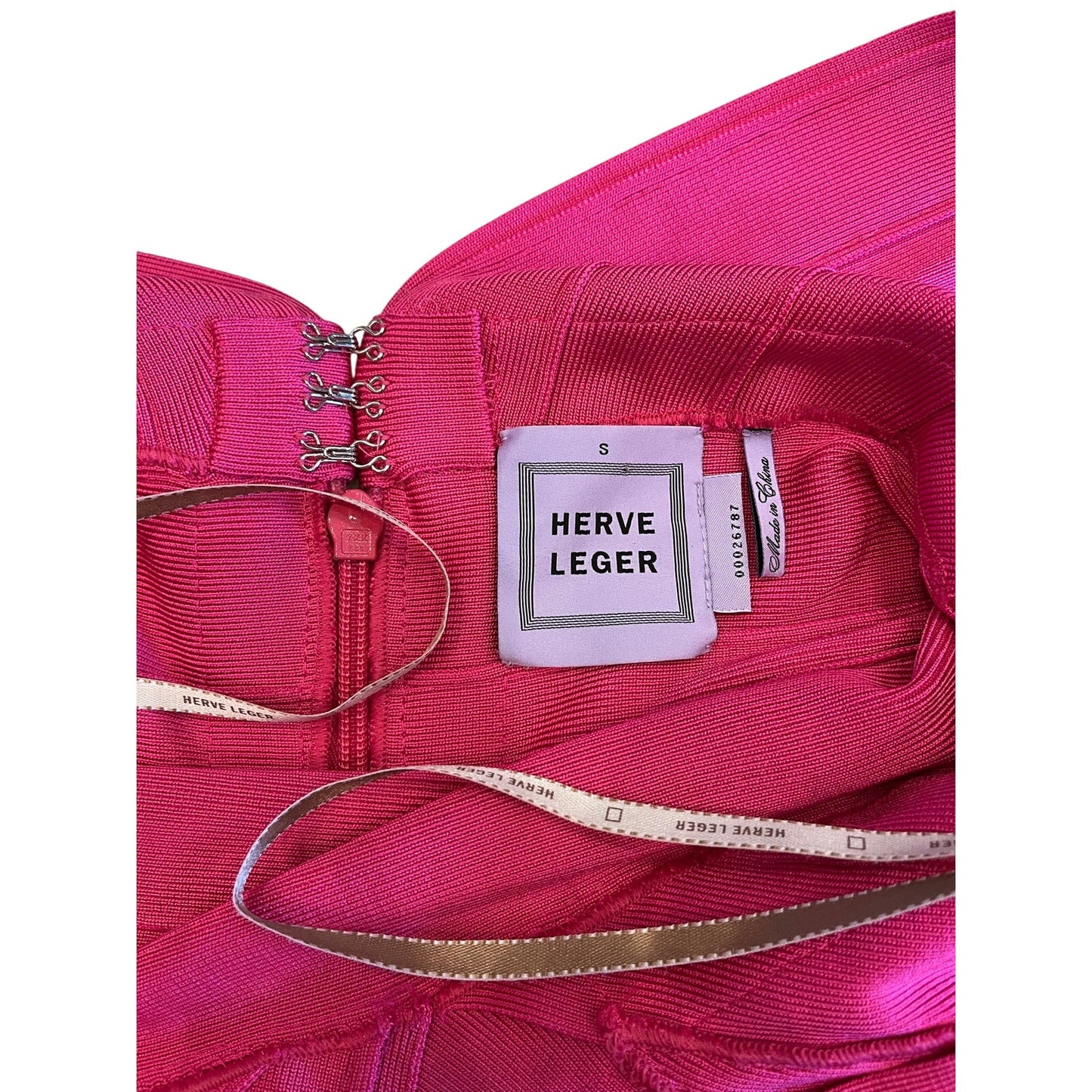 Hervé Léger Pink Bandage Bodycon Dress Size S Deep V Neck