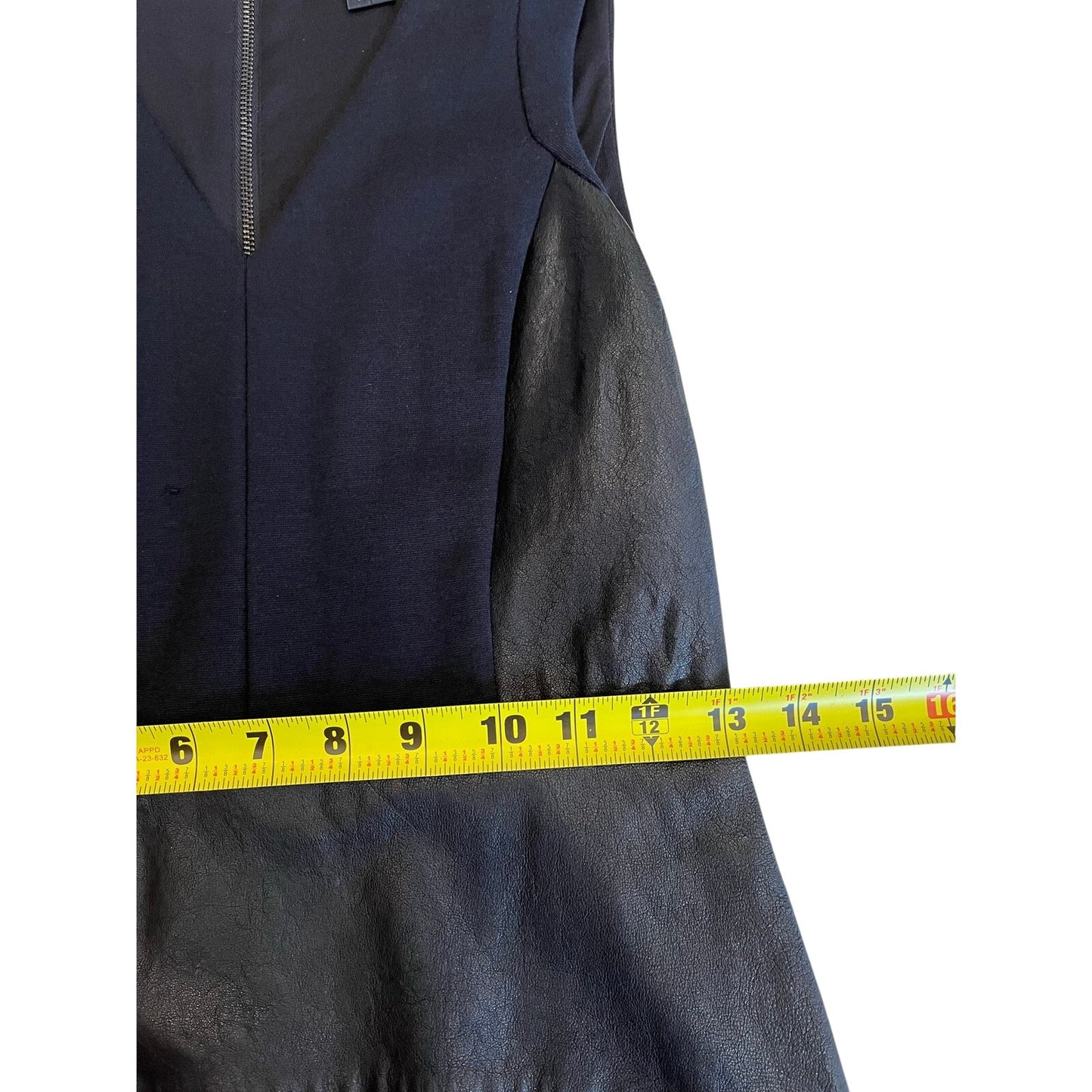 DKNY Donna Karan Black Faux Leather Panel Sheath Dress Size 8