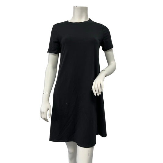 Eileen Fisher Black Short Sleeve Dress Organic Cotton Knit