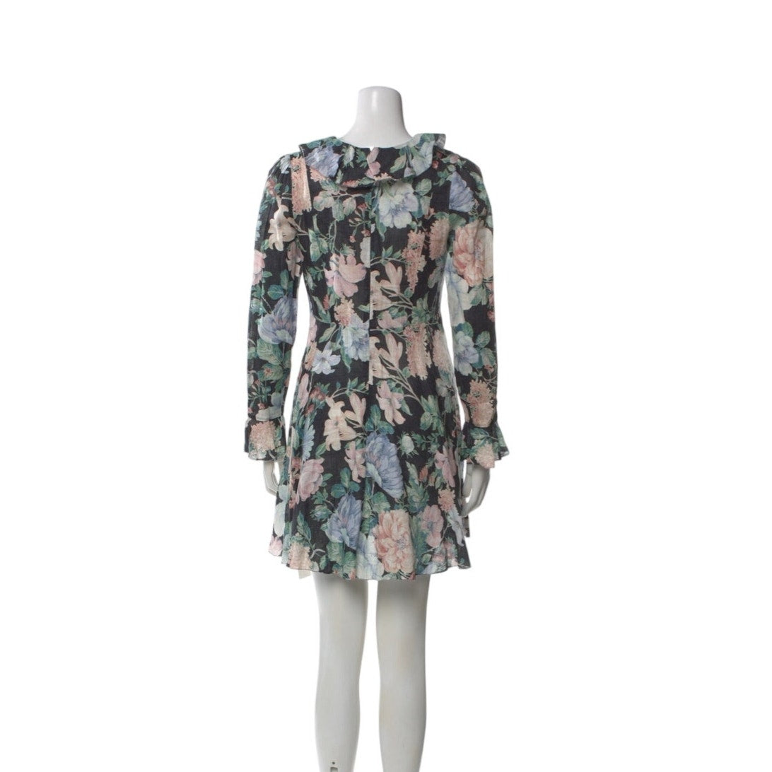zimmermann floral mini dress long sleeve