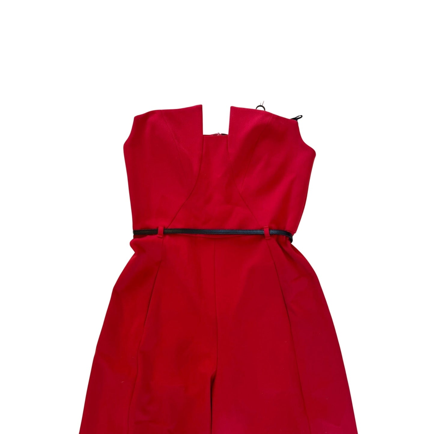 NWT Black Halo Red Sleeveless Wide Leg Jumpsuit Leather Belt Women's Size 8