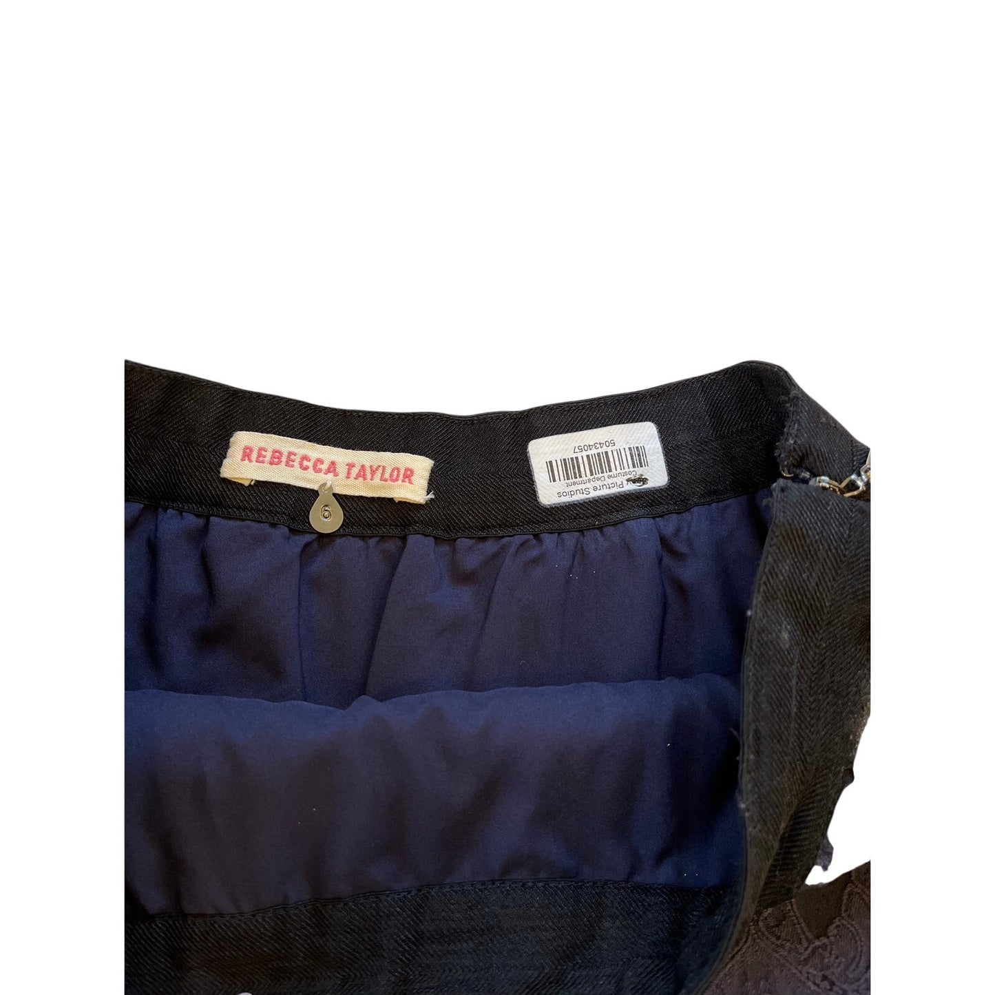 Rebecca Taylor Navy Jacquard Pleated Skirt Size 6