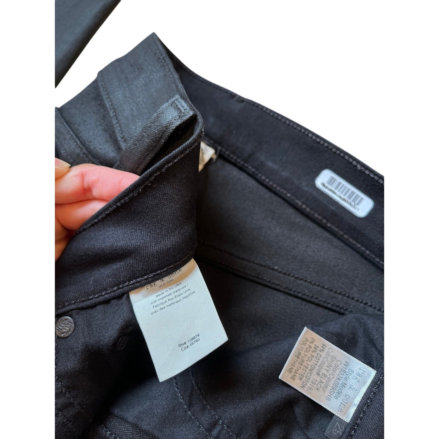 rag & bone Black Coated Skinny Jeans Size 23 Made in USA Stretch Waxed Denim