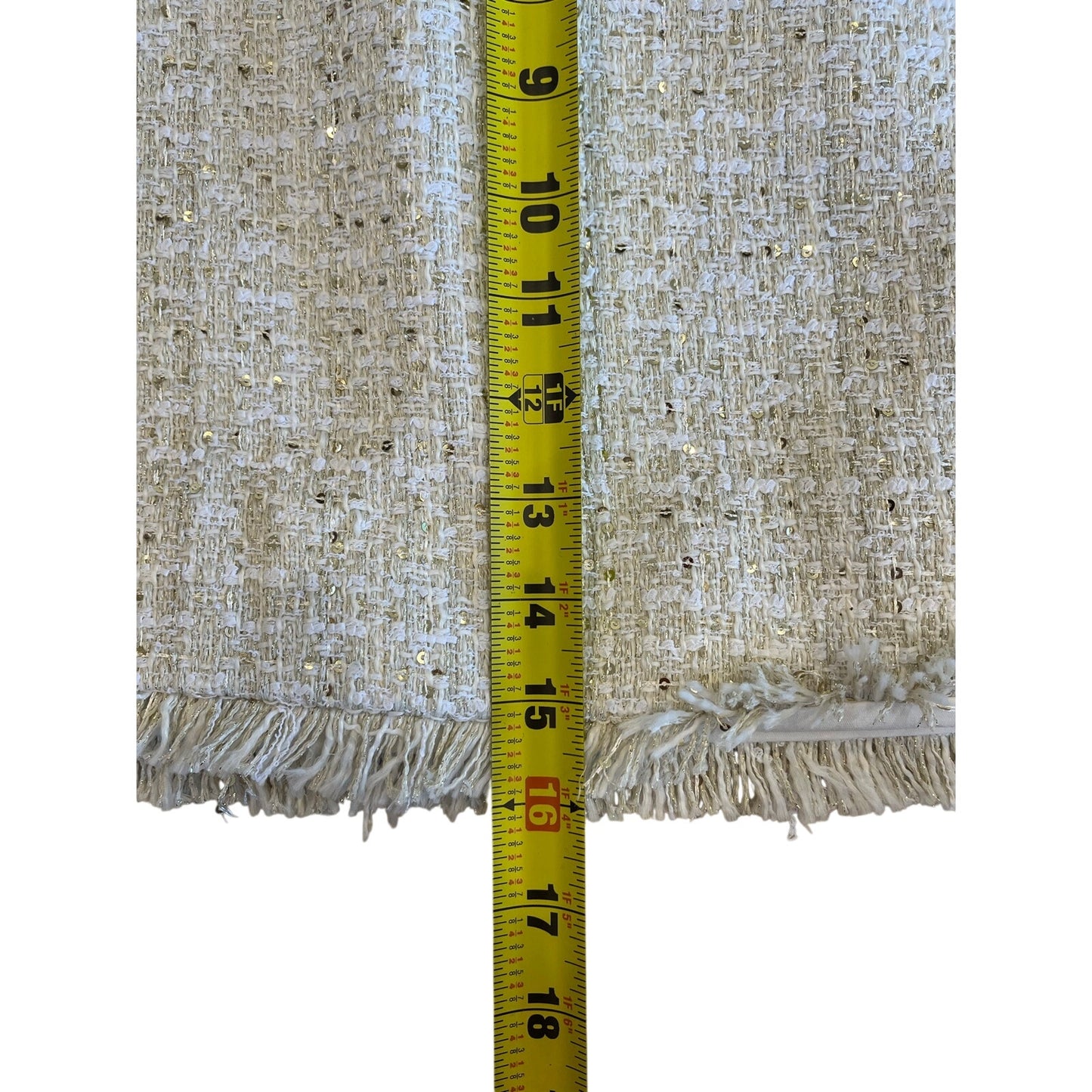 Camila Coelho Ivory Tweed Sequin Pearl Button Mini Skirt Size S NWT