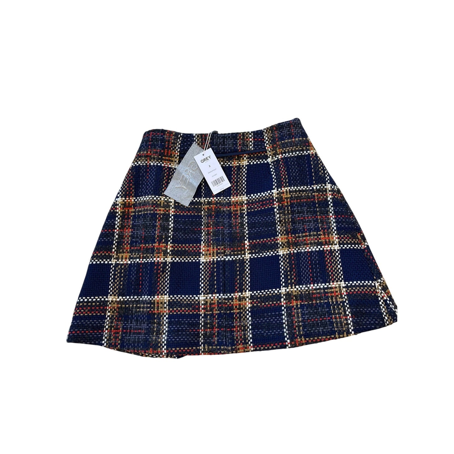 Grey Jason Wu Plaid Tweed A-Line Mini Skirt NWT Size 2