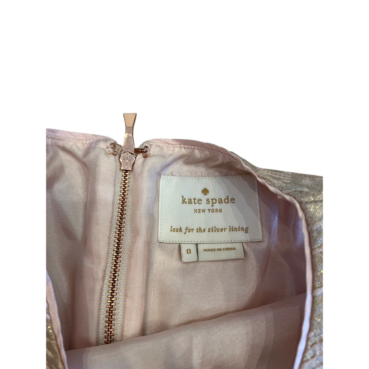 Kate Spade New York Blush Pink Metallic Sheath Dress Size 0 Sleeveless Cocktail