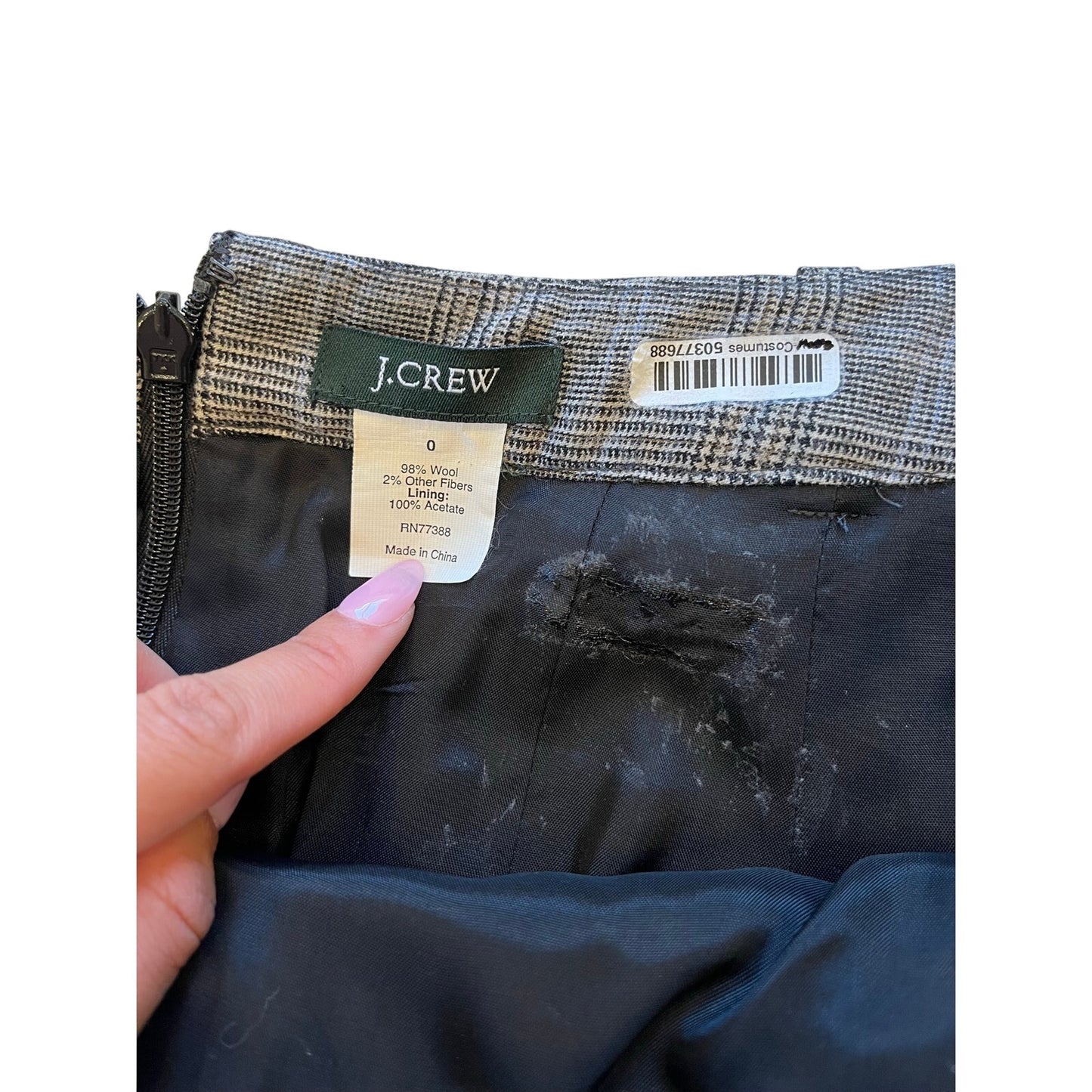 J.Crew Gray Plaid Tiered Ruffle Mini Skirt Size 0