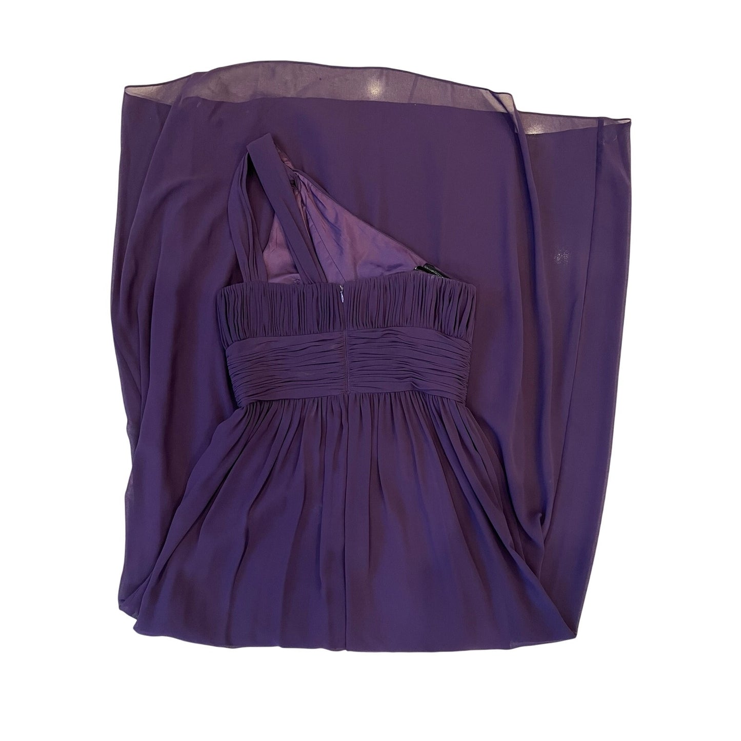 Donna Morgan Purple One Shoulder Chiffon Maxi Evening Formal Gown Dress Size 6