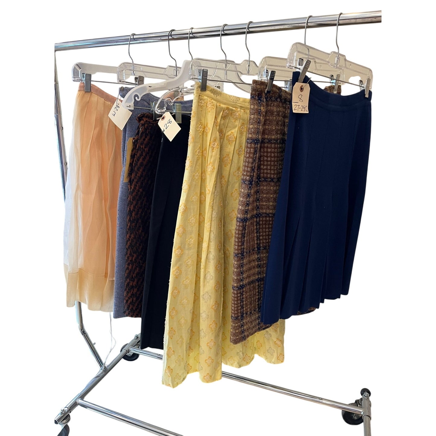 Vintage 1960s Skirt Lot of 7 Wool Pleated Tweed Mod A-Line Midi Union Made Retro