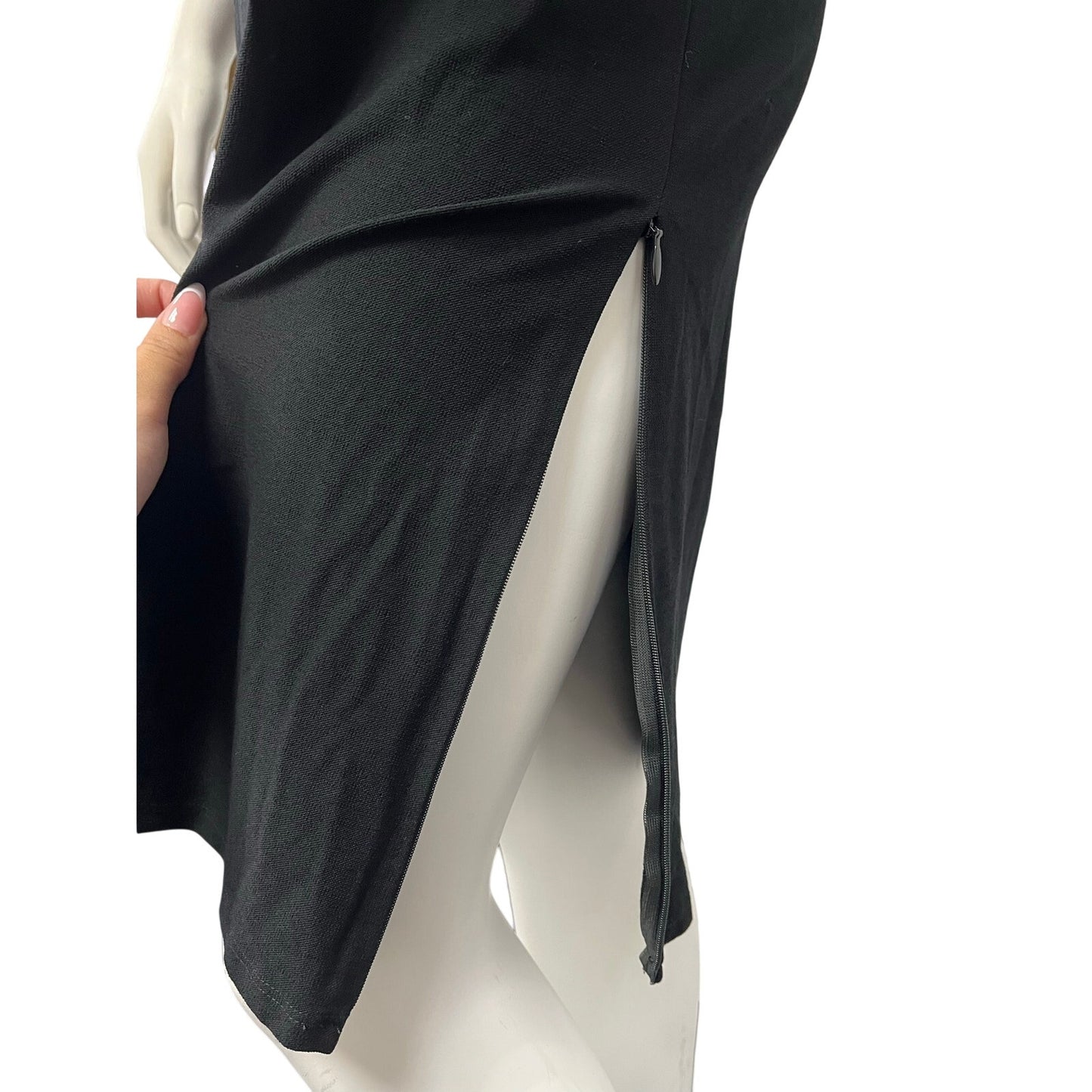 Eileen Fisher NWT Black Bateau Neck Sleeveless Midi Dress XXS Minimalist
