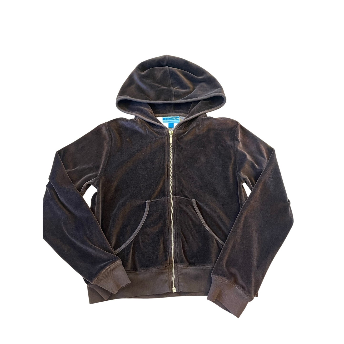y2k brown velour zip up