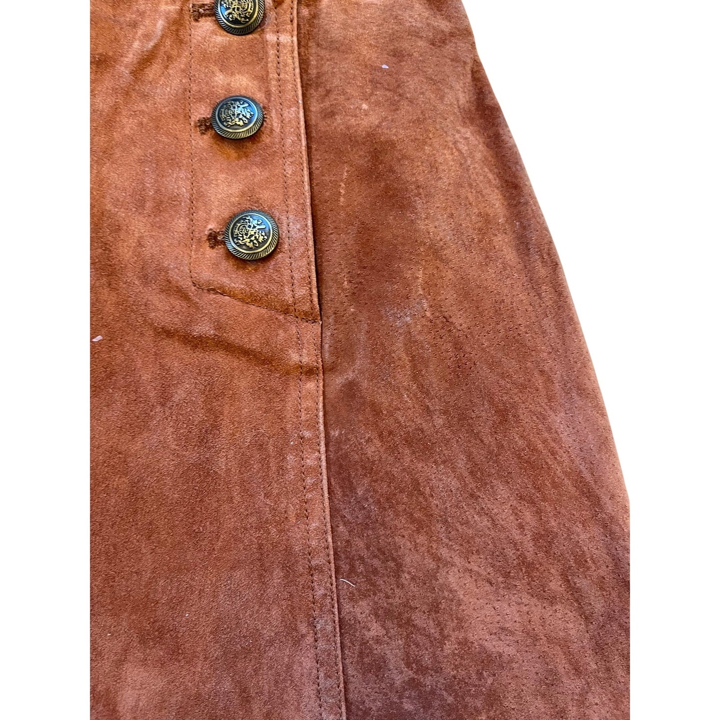Capulet Brown Faux Suede Wrap Mini Skirt Military Button Detail Size S