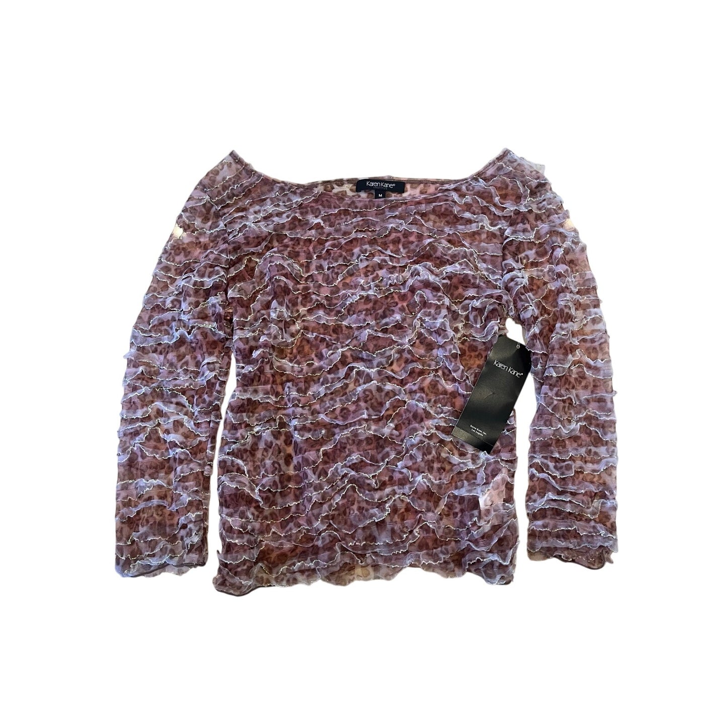 Karen Kane Mesh Leopard Print Top M NWT Sheer MSRP $78