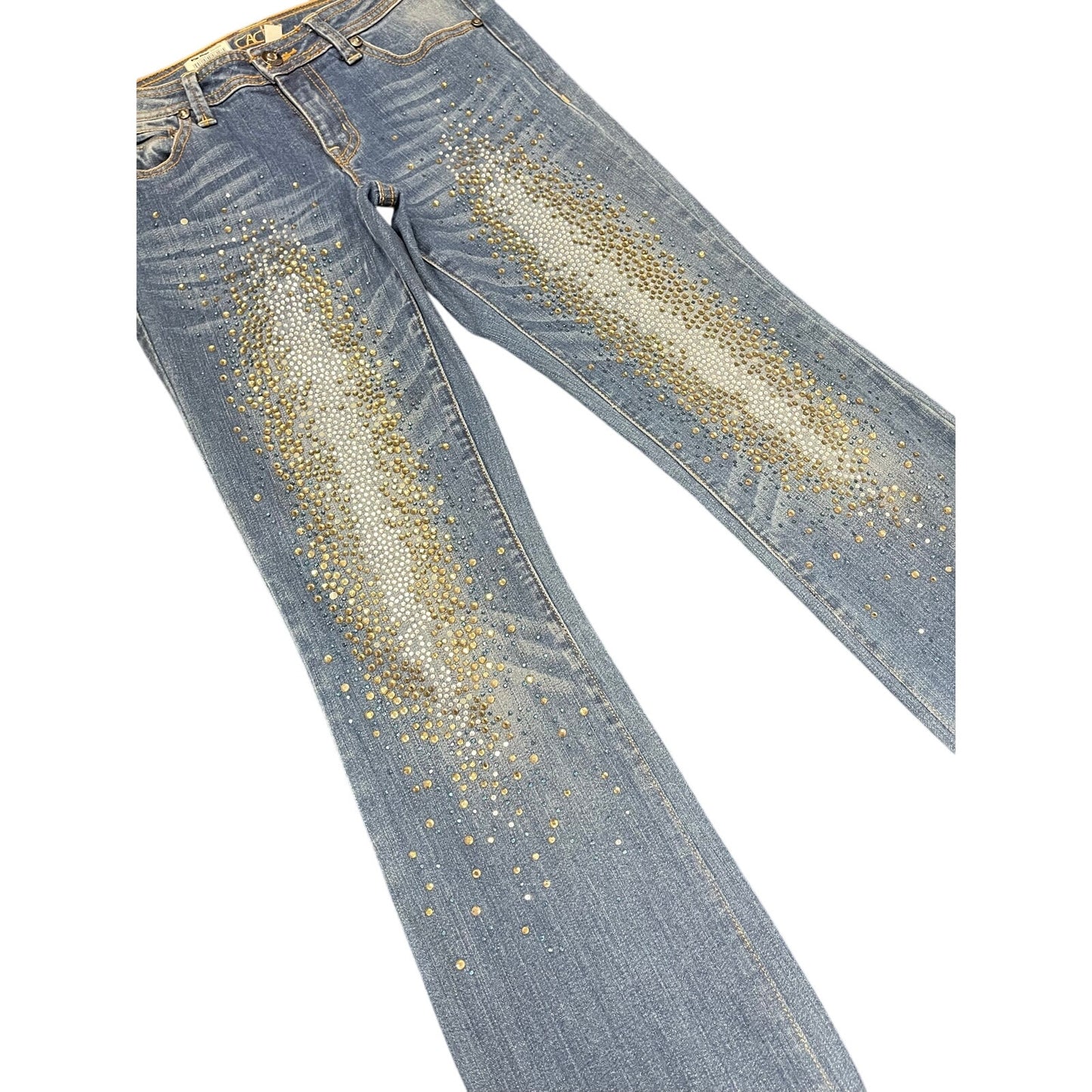 vintage cache embellished low rise flare jeans size 2